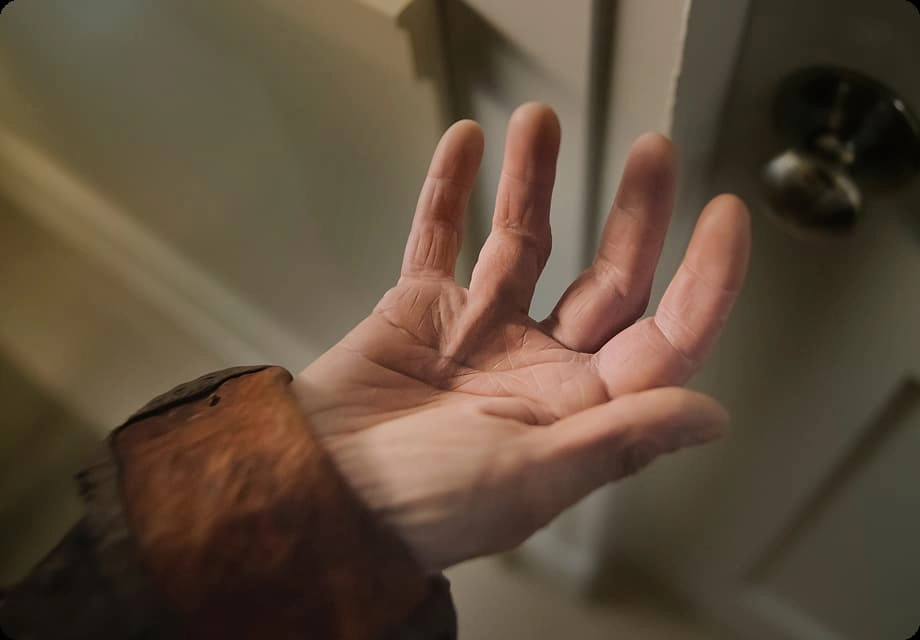 Close view of open hand and fingers